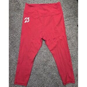 Peloton Cropped Leggings Size Large Red Logo High Waist Activewear Cycling